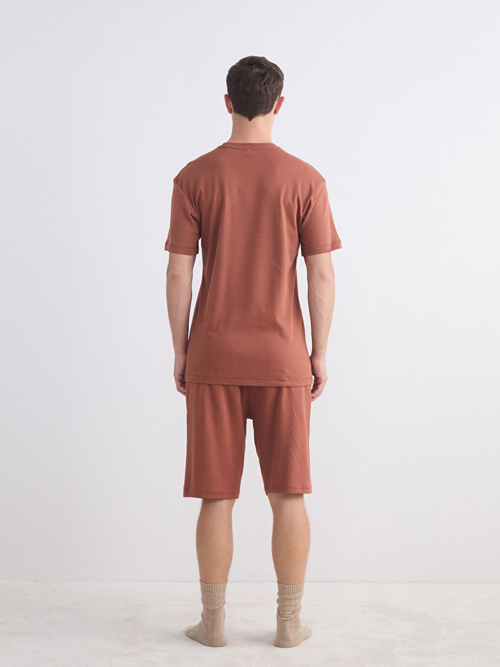 قميص بيجامة ياقة دائرية مطبوع جيرسي للرجال-7