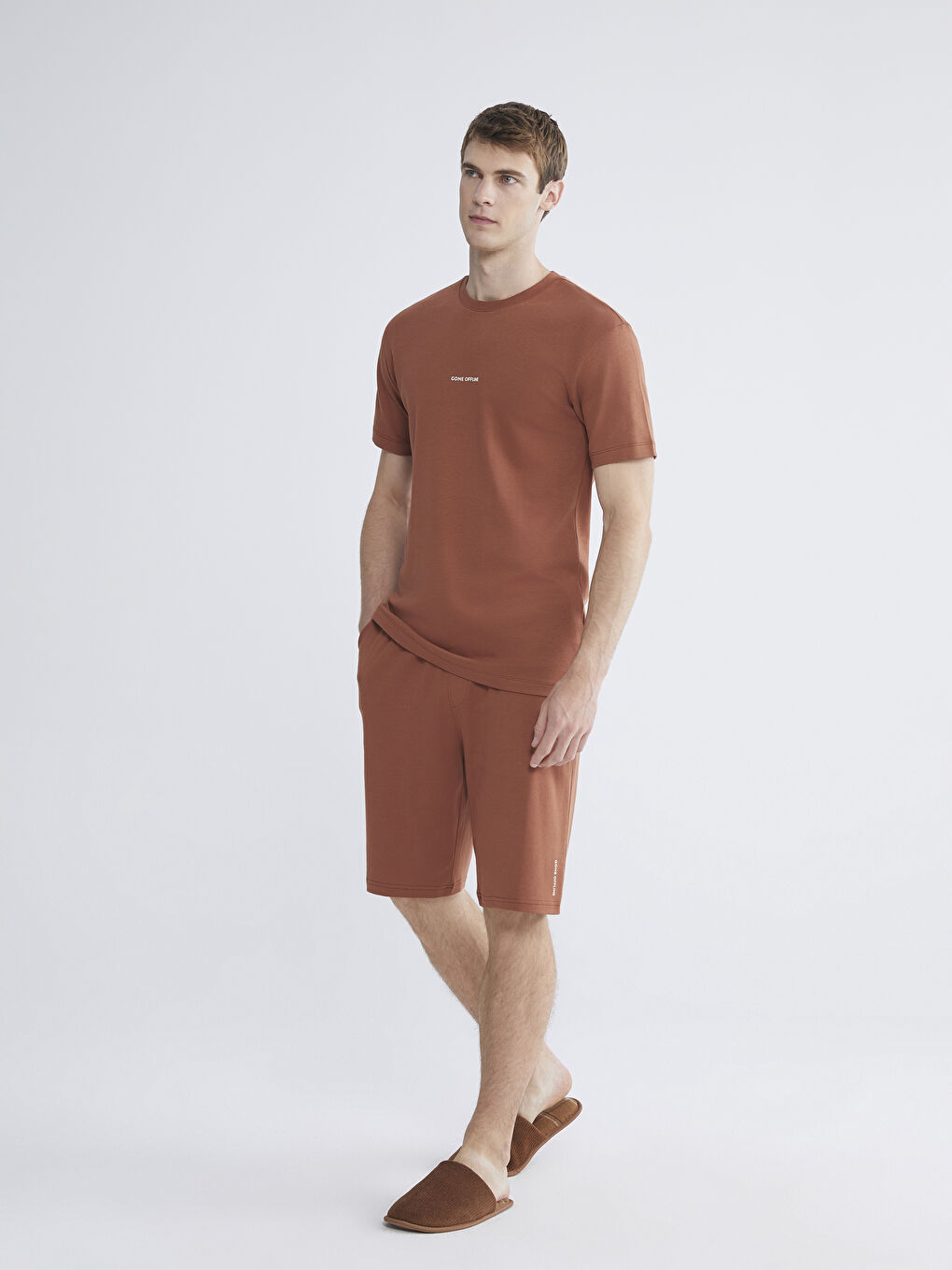 قميص بيجامة ياقة دائرية مطبوع جيرسي للرجال-2