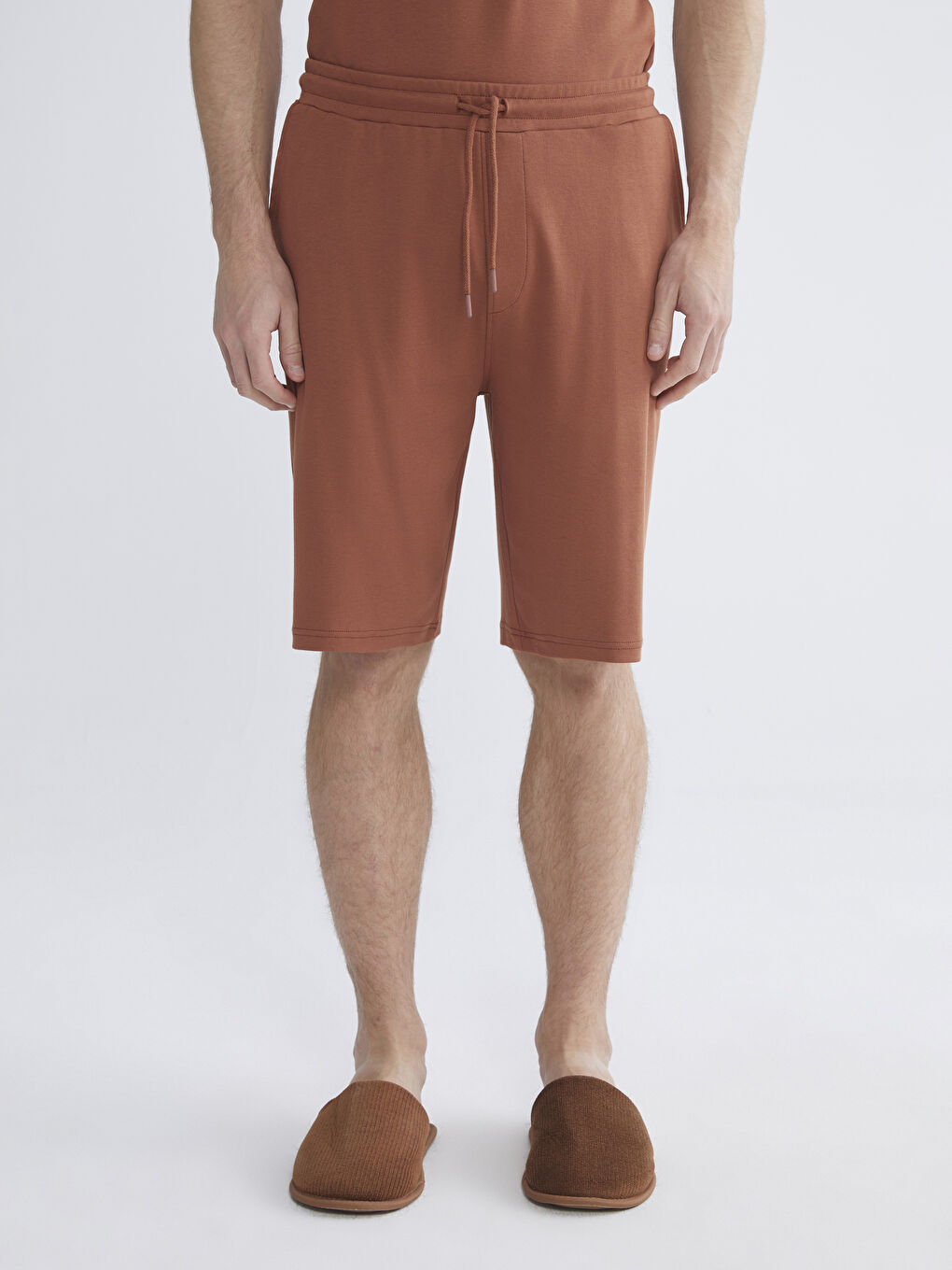 Kahverengi Standart Kalıp Erkek Pijama Alt Şort-1