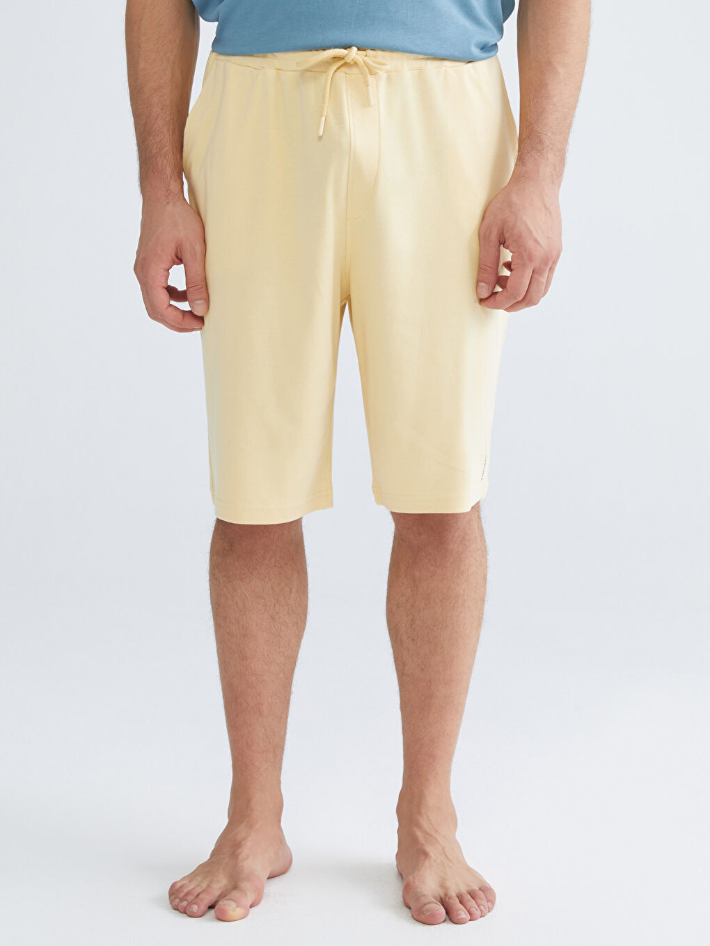 Sarı Standart Kalıp Erkek Pijama Alt Şort-1