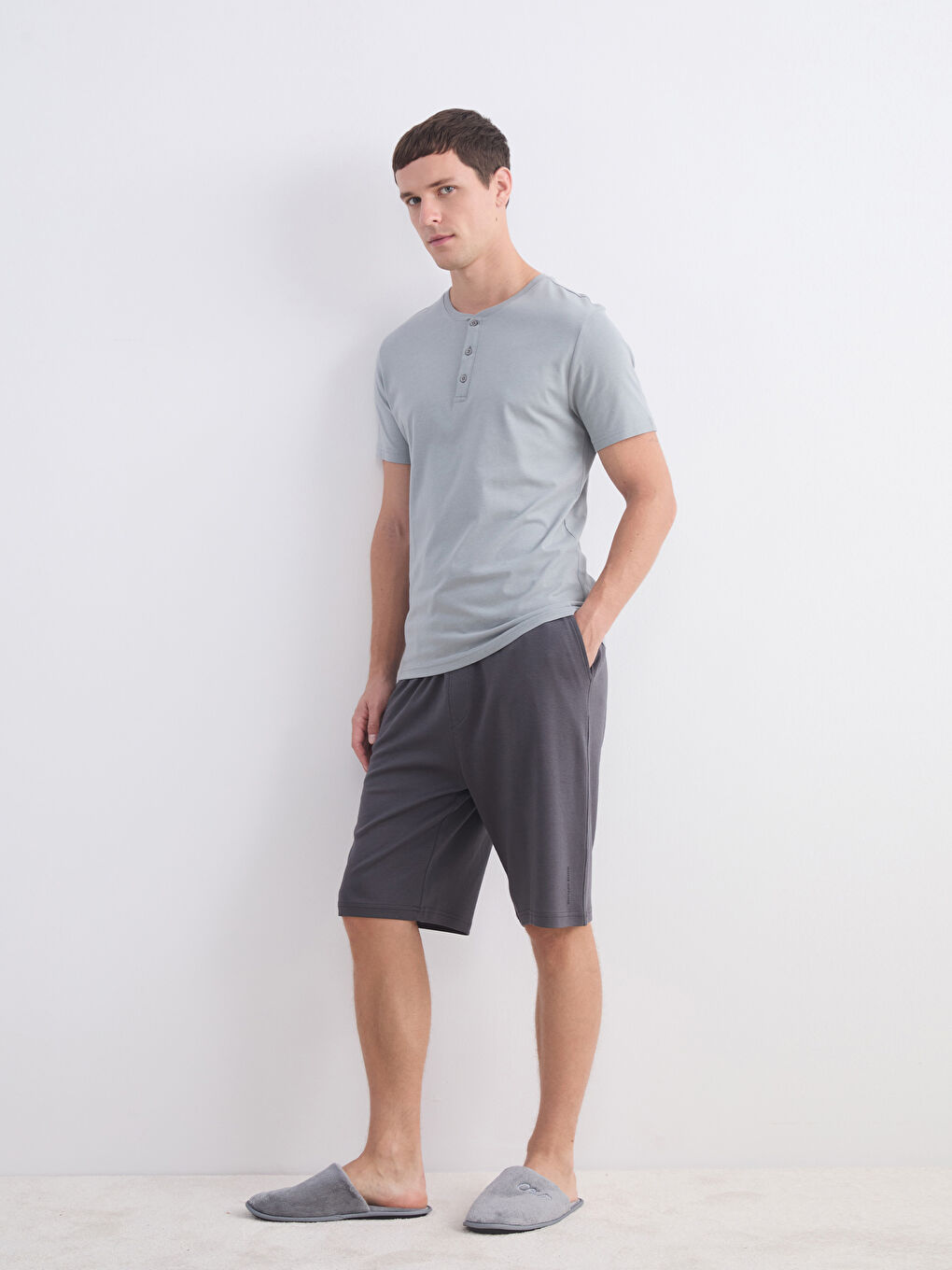 Gri Standart Kalıp Erkek Pijama Alt Şort