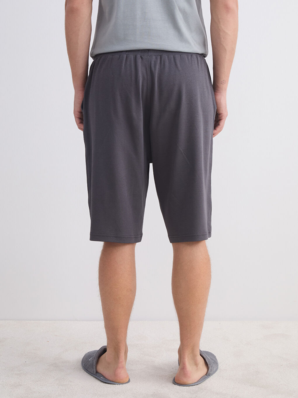 Gri Standart Kalıp Erkek Pijama Alt Şort-3