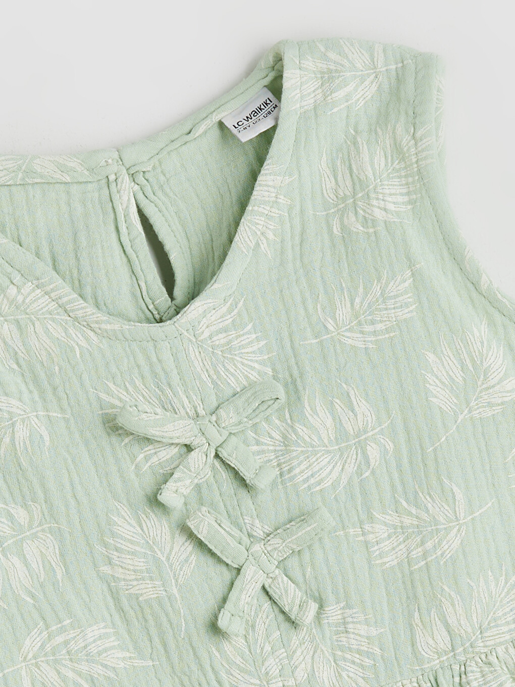 Crew Neck Bow Detailed Muslin Girls' Blouse-1