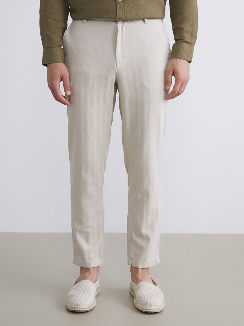 Slim Fit Linen Blend Men's Trousers-1