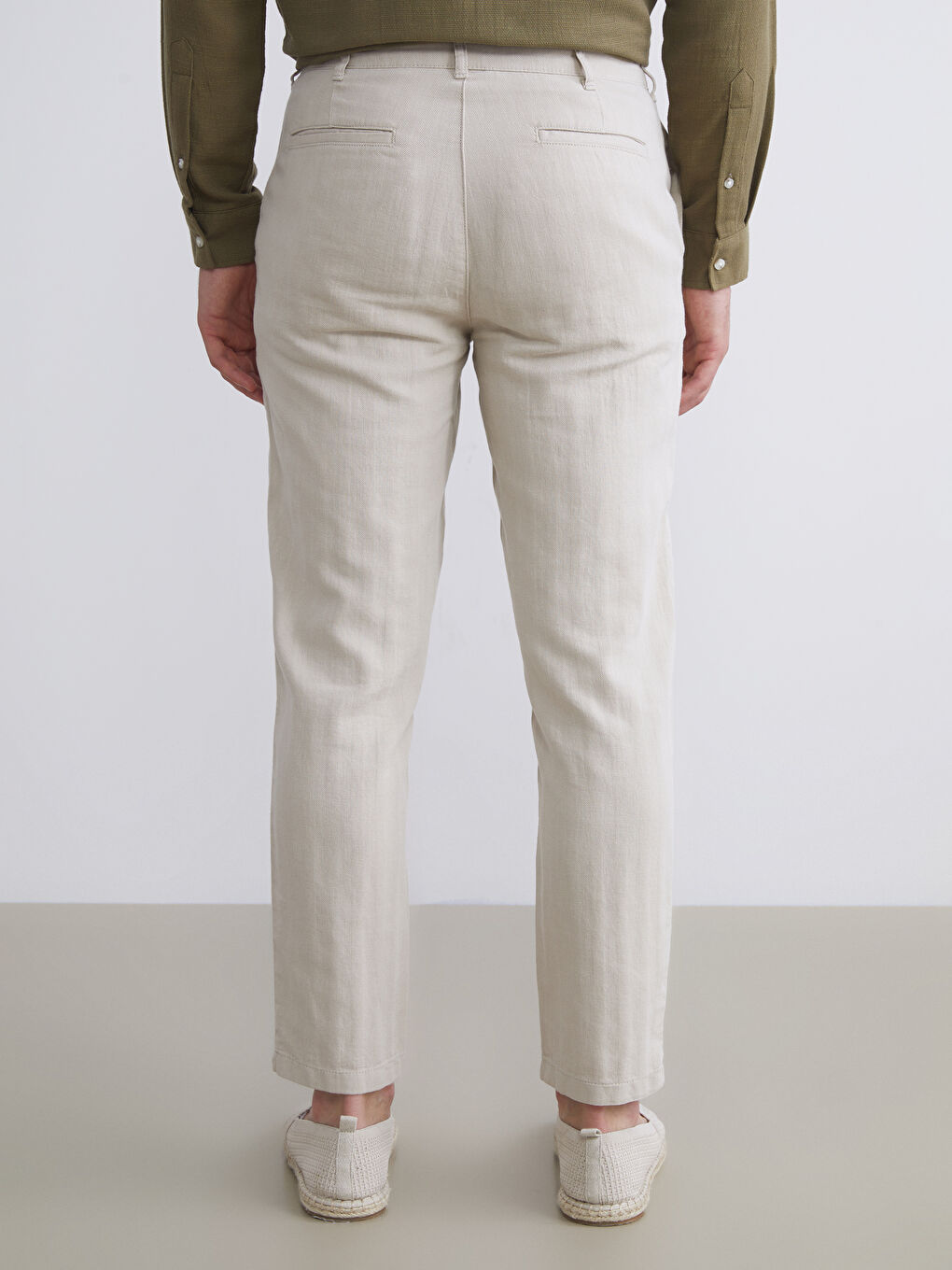 Slim Fit Linen Blend Men's Trousers-3