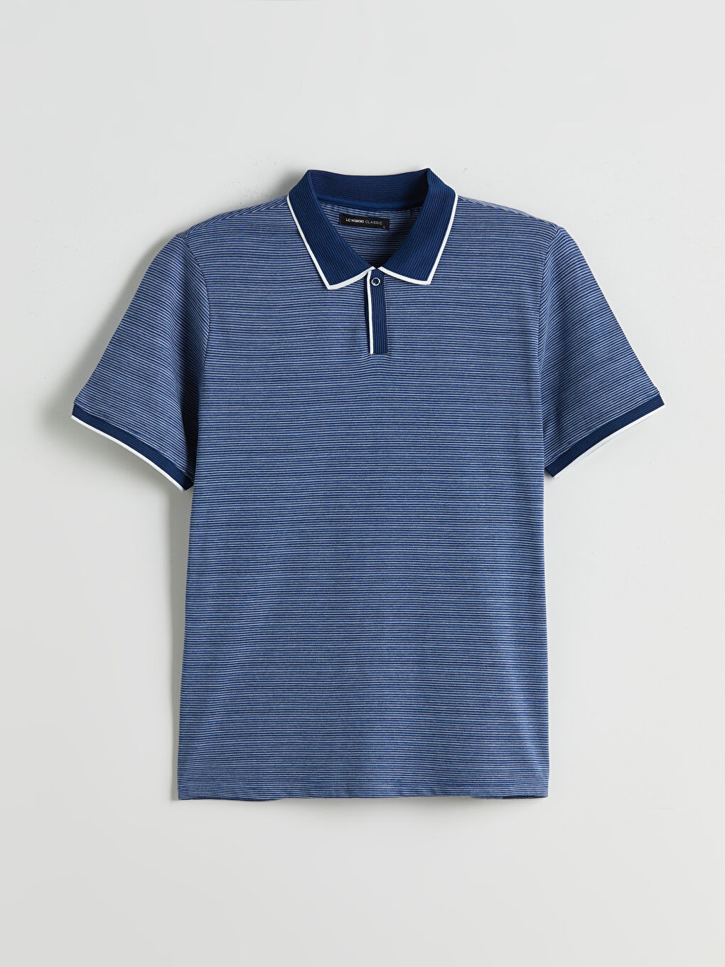 Mavi Polo Yaka Çizgili Erkek Tişört-4