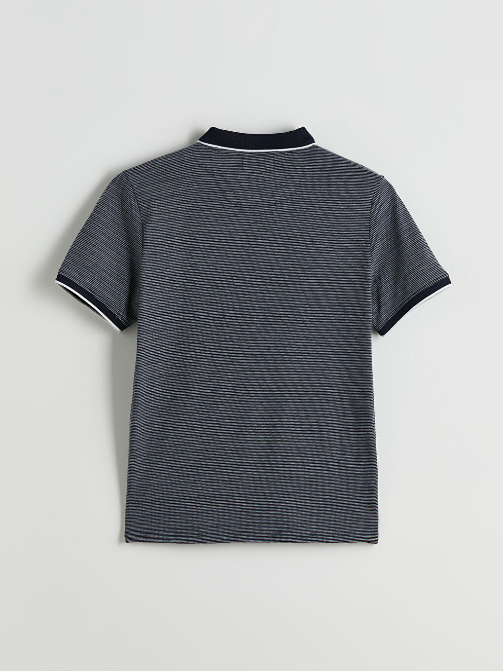 Lacivert Polo Yaka Çizgili Erkek Tişört-5