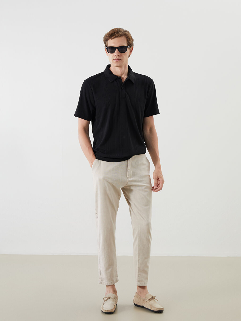 Siyah Polo Yaka Erkek Tişört-1