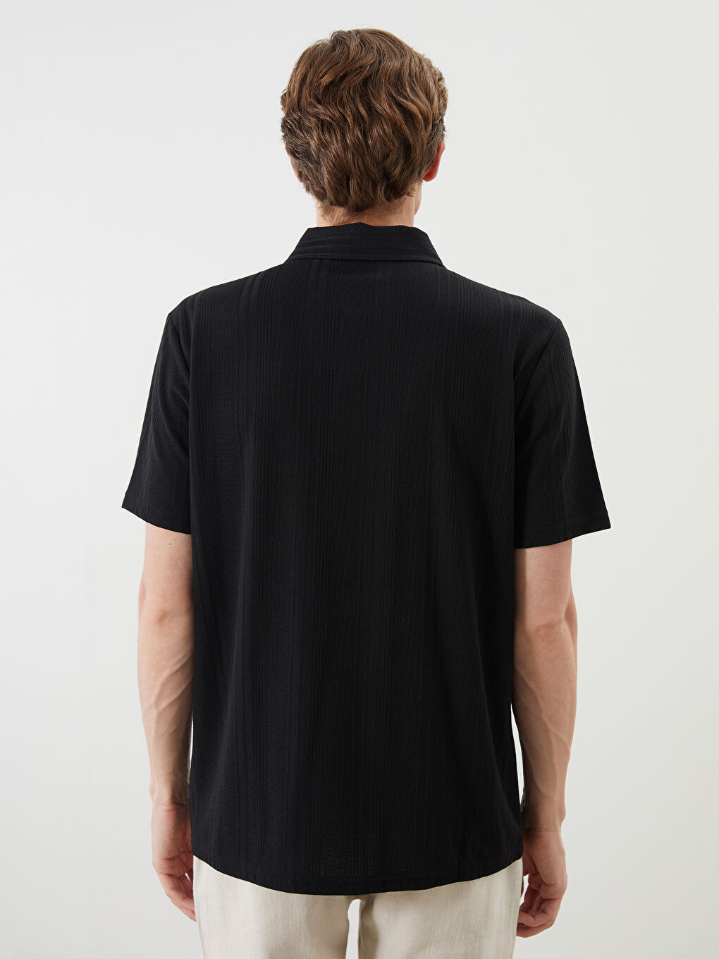 Siyah Polo Yaka Erkek Tişört-3