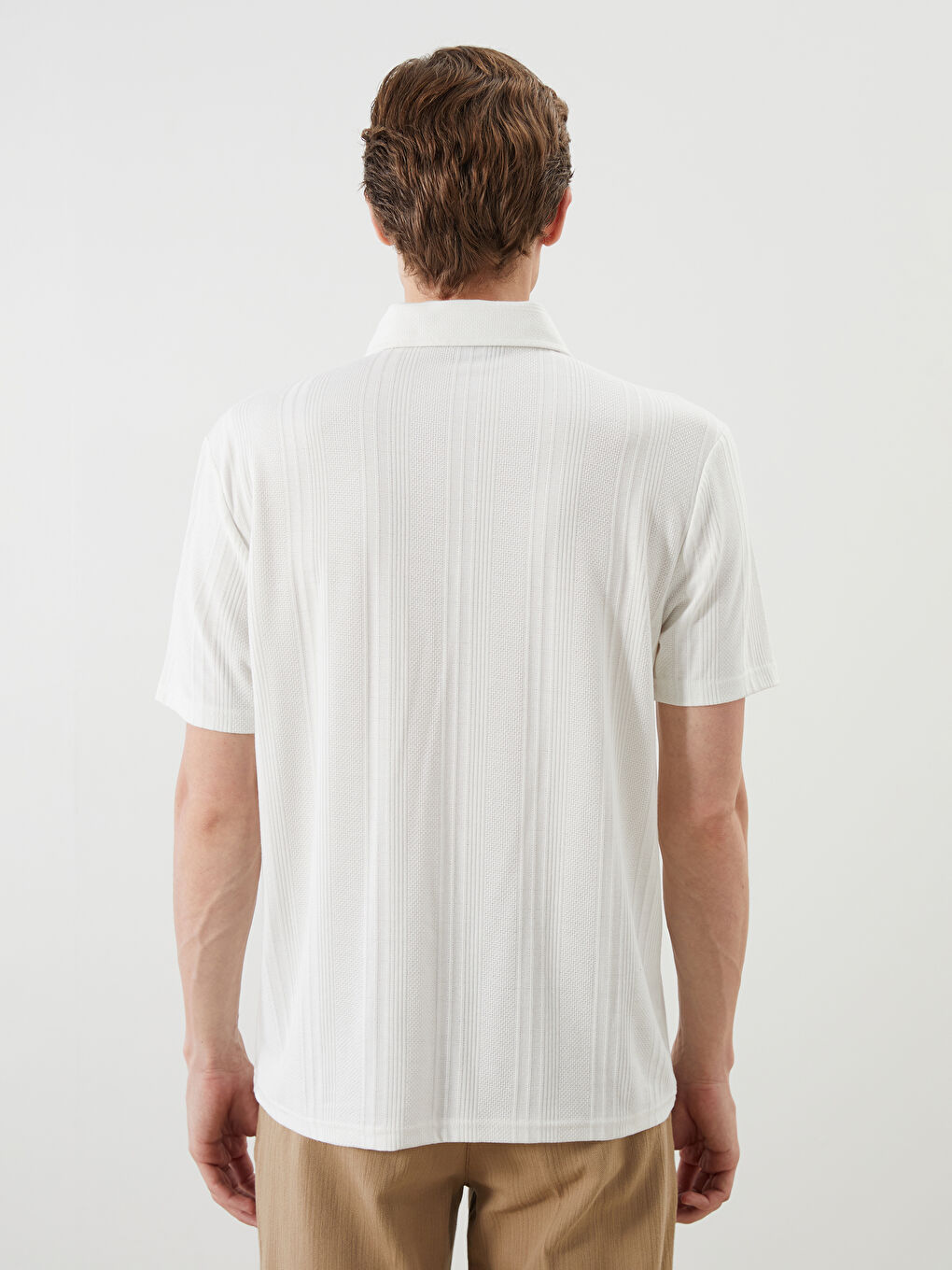 Ekru Polo Yaka Erkek Tişört-3