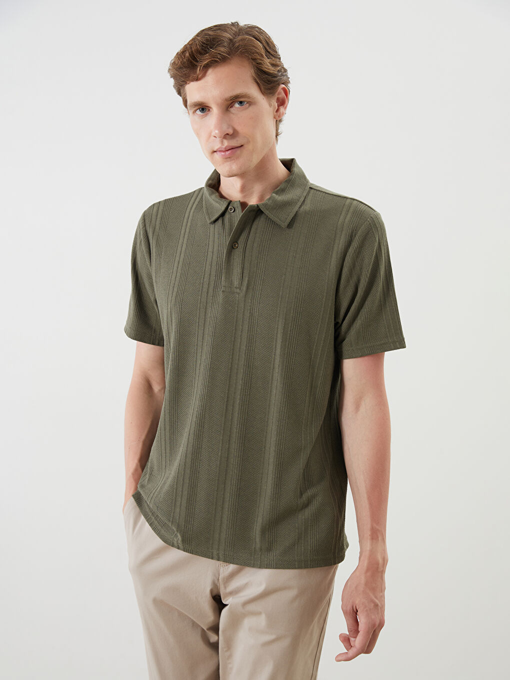 Haki Polo Yaka Erkek Tişört