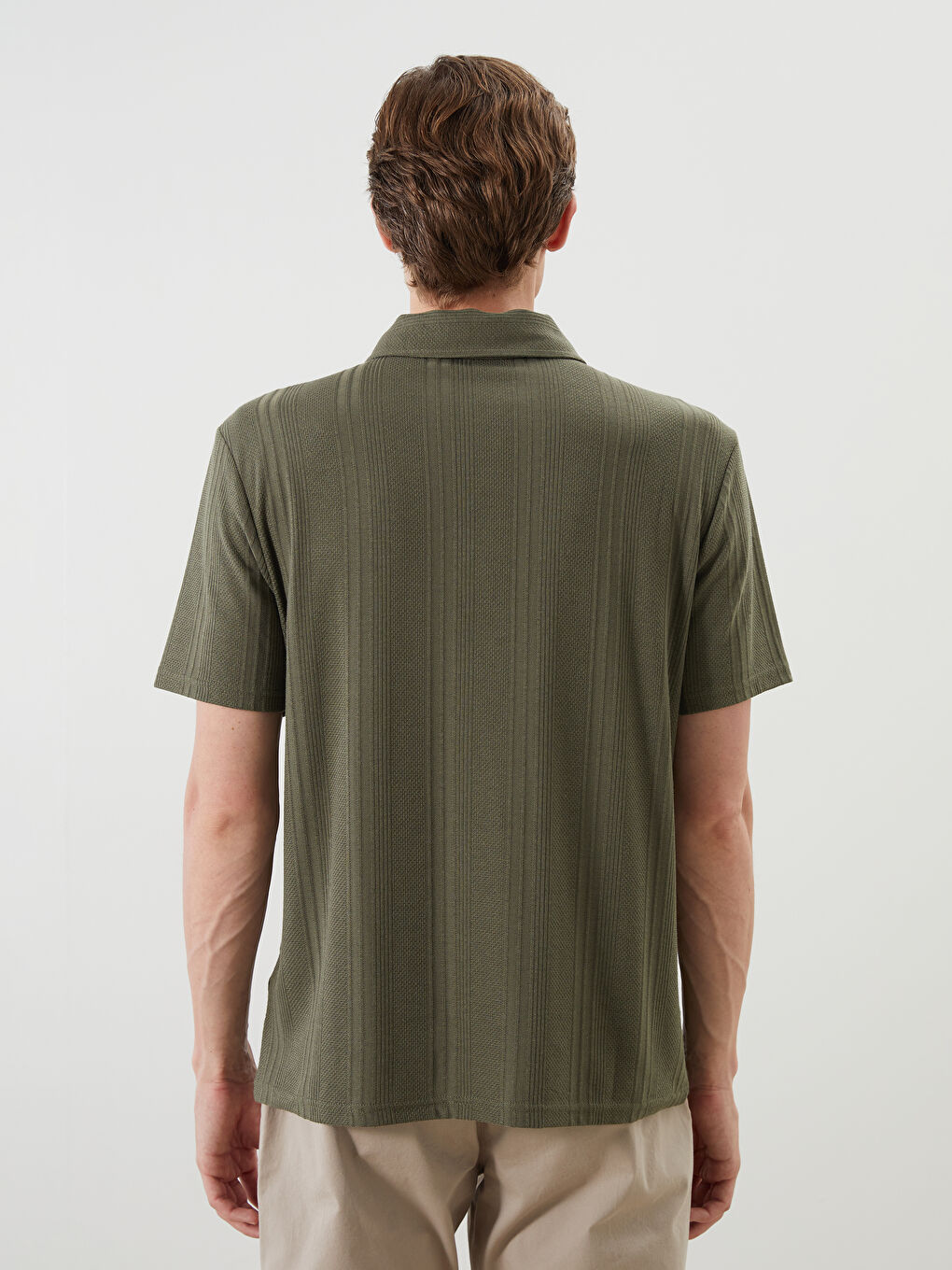 Haki Polo Yaka Erkek Tişört-3