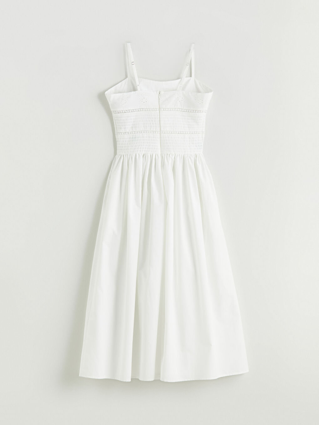 Beyaz Kare Yaka Ajurlu Elbise-5