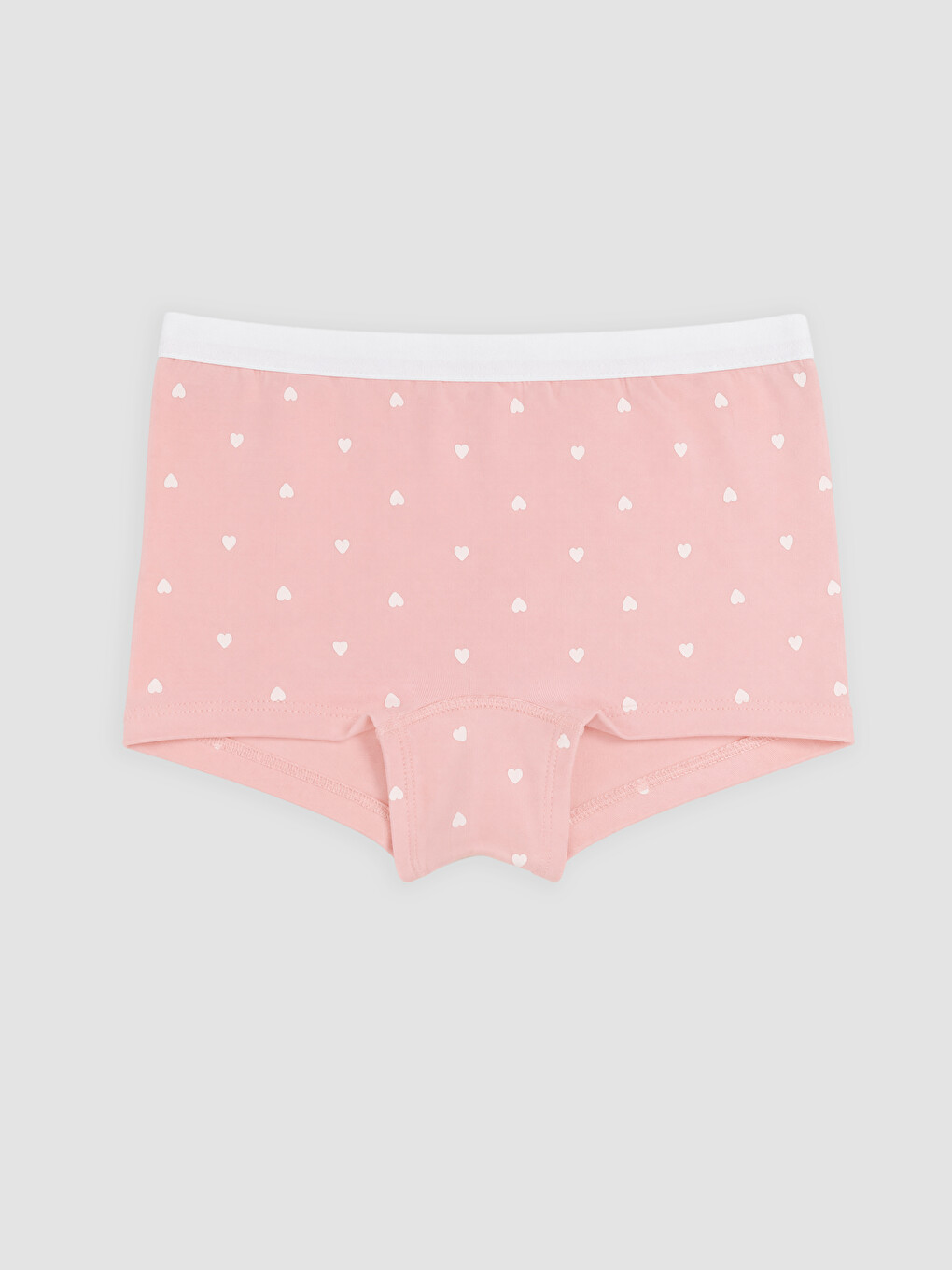 Pembe Kalp Baskılı Kız Çocuk Boxer