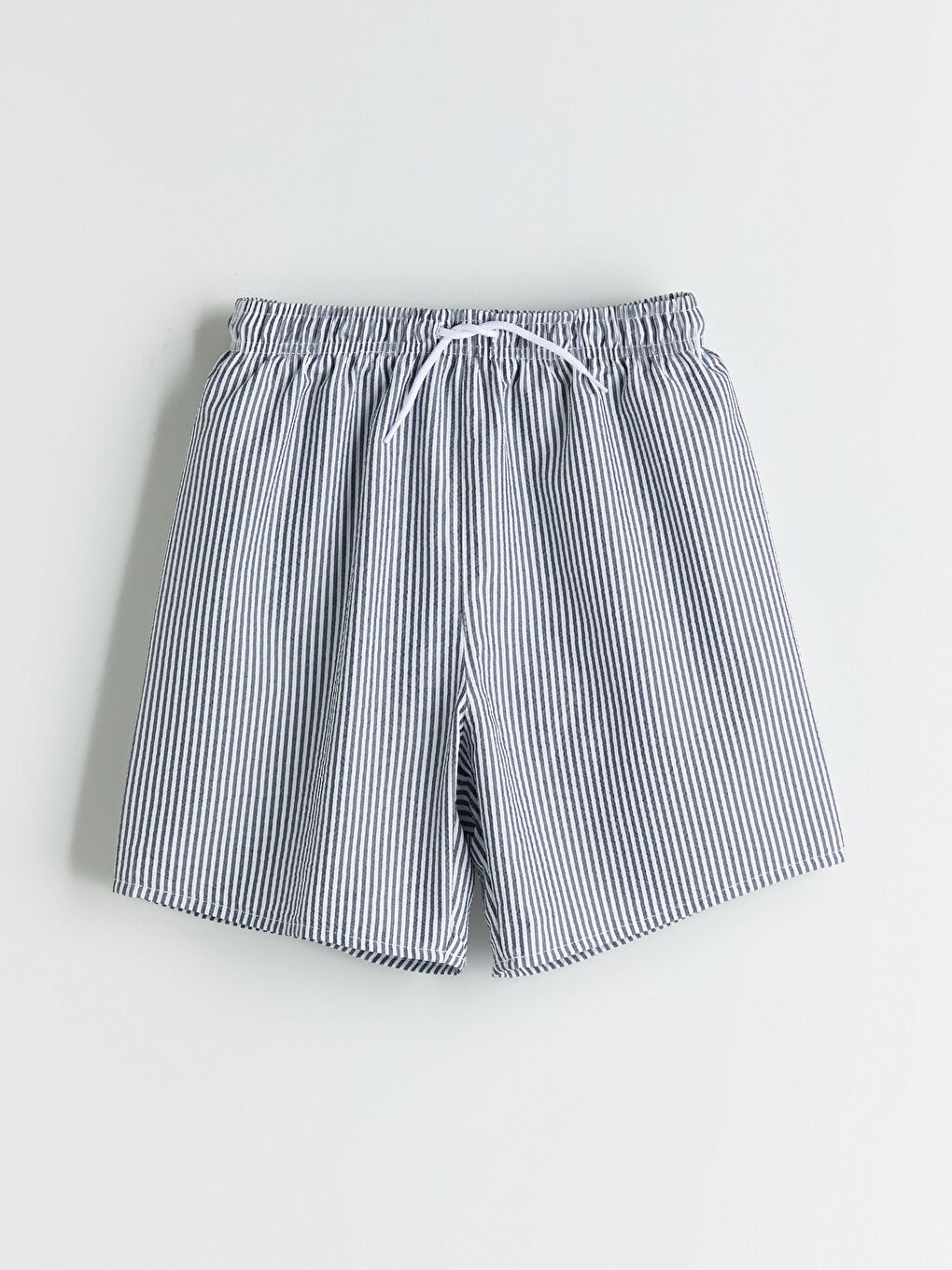 Lacivert Beli Lastikli Çizgili Erkek Çocuk Deniz Şortu