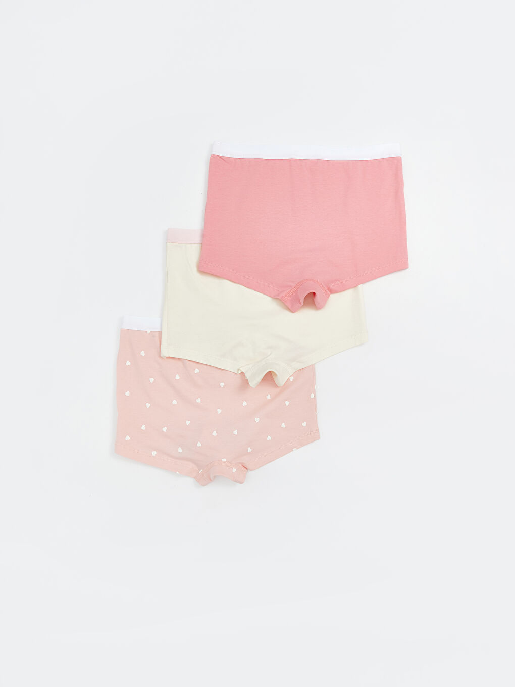 Pembe Beli Lastikli Kız Çocuk Boxer 3'lü-1