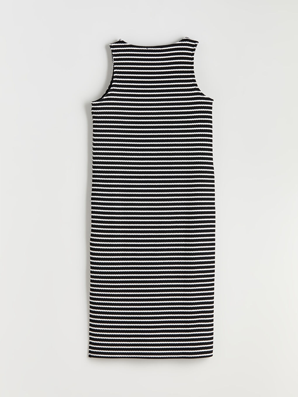 Siyah U Yaka Çizgili A Kesim Elbise-5