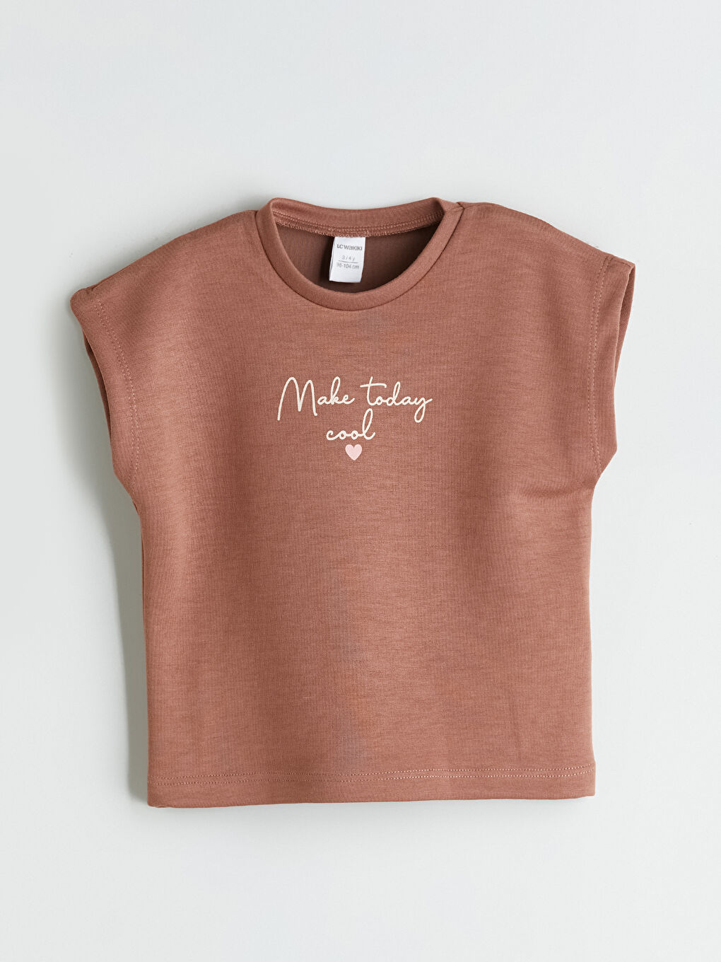 Kahverengi Bisiklet Yaka Baskılı Kız Çocuk Tişört