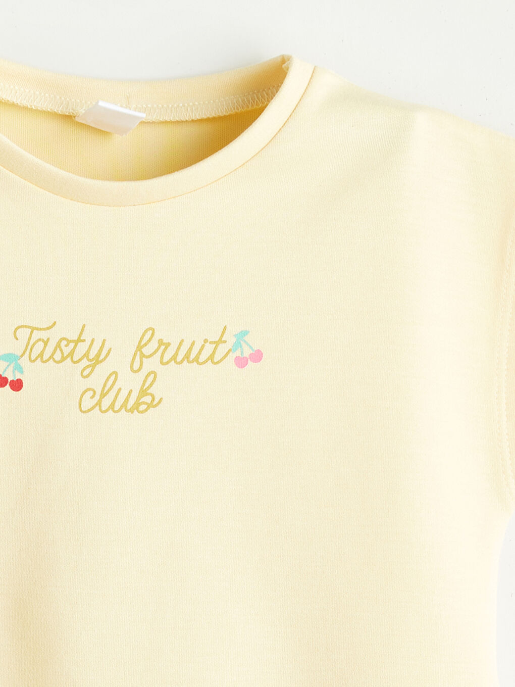 Sarı Bisiklet Yaka Baskılı Kız Çocuk Tişört-1