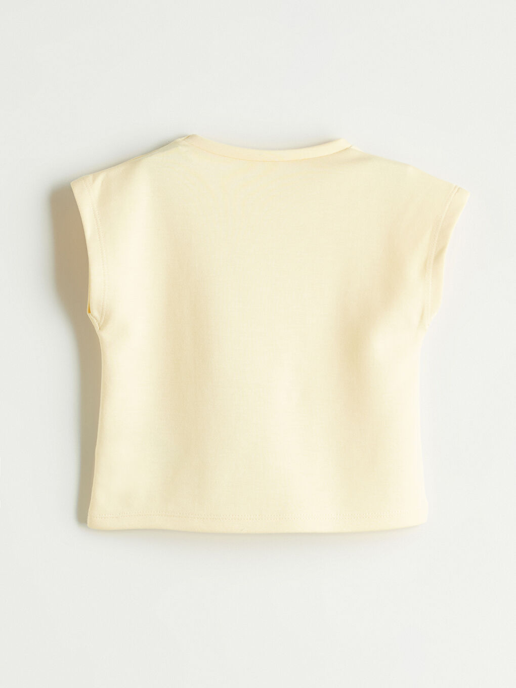 Sarı Bisiklet Yaka Baskılı Kız Çocuk Tişört-2