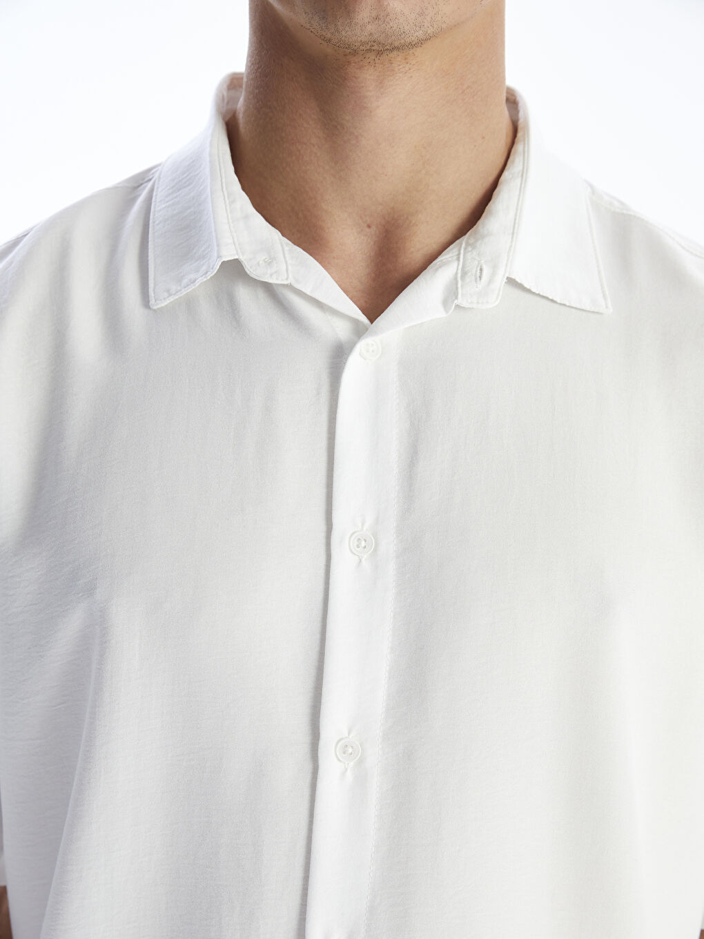 Ekru Regular Fit Kısa Kollu Armürlü Erkek Gömlek-2