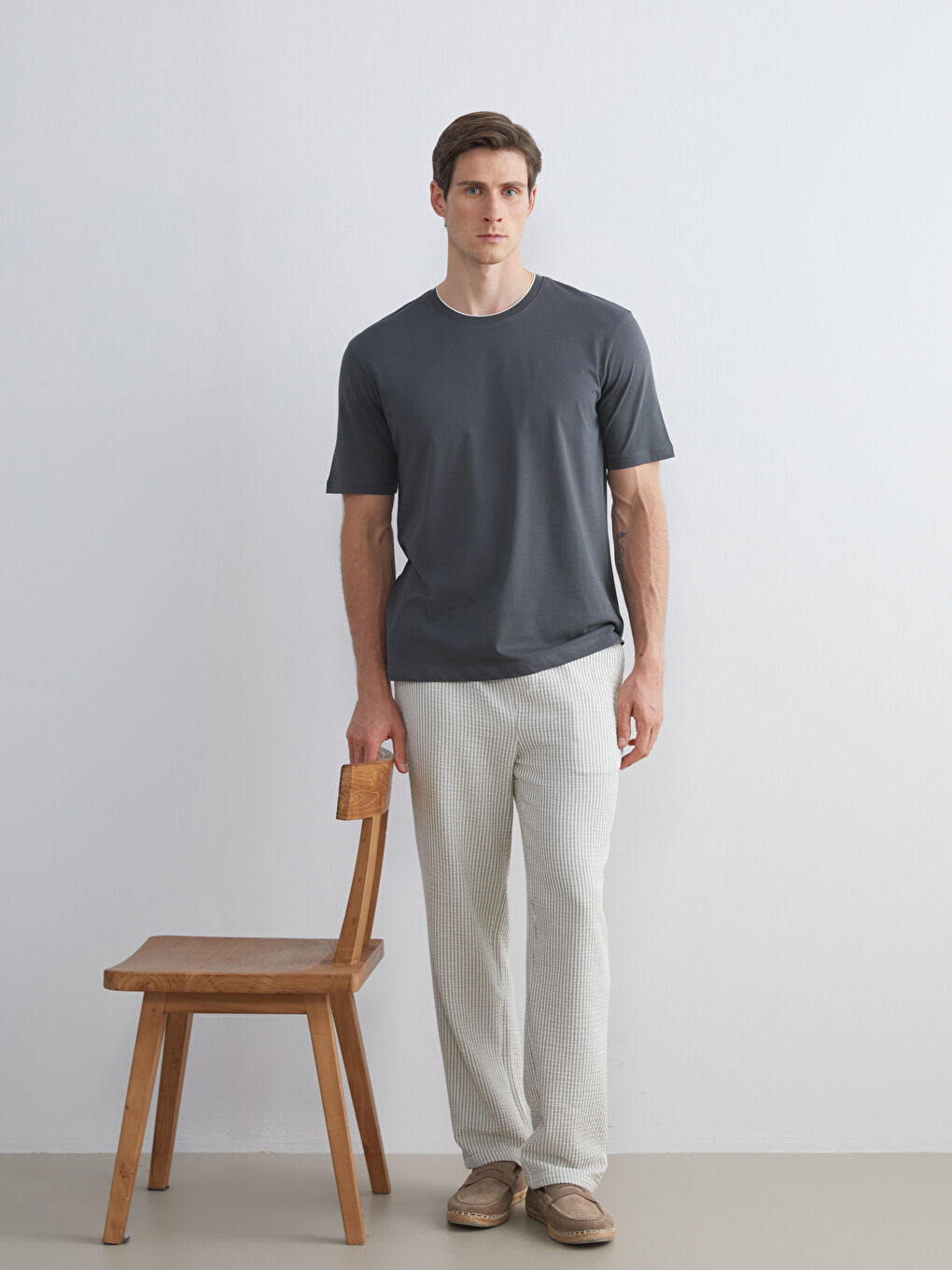 Ekru Standart Kalıp Erkek Pantolon