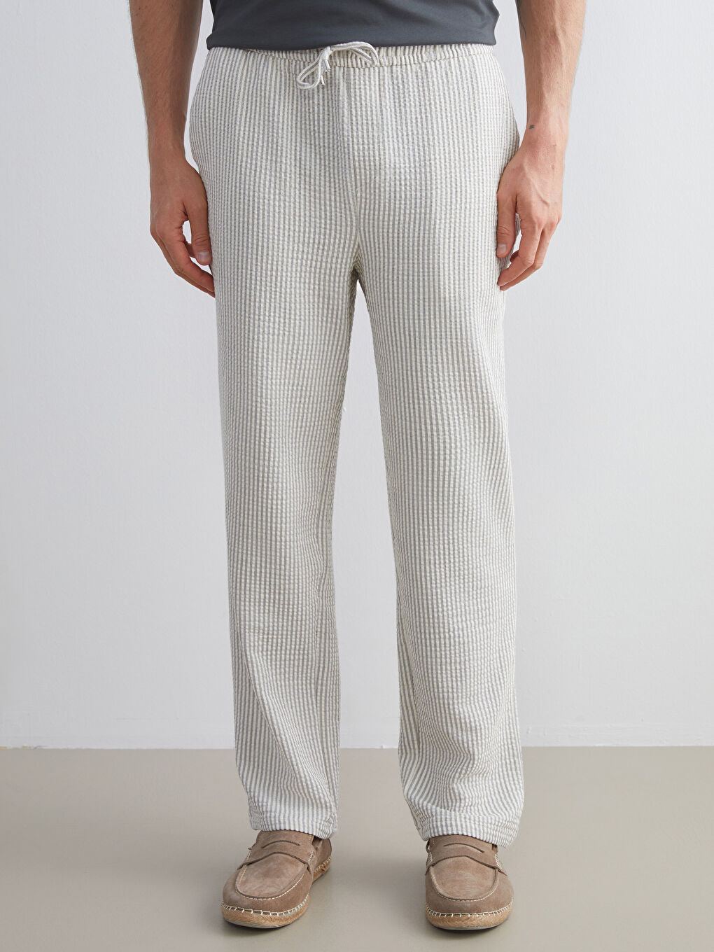 Ekru Standart Kalıp Erkek Pantolon-1