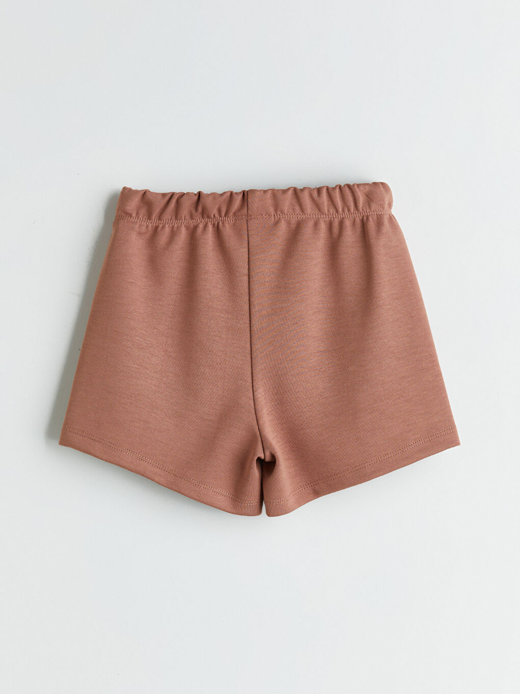 Kahverengi Beli Lastikli Kalp Baskılı Kız Çocuk Şort-2