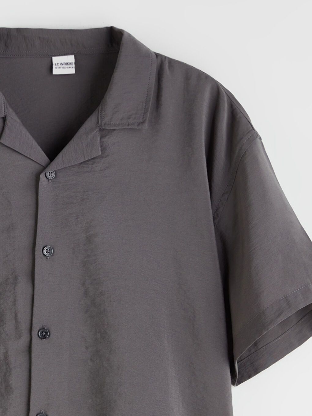 Gri Basic Kısa Kollu Erkek Çocuk Gömlek-1