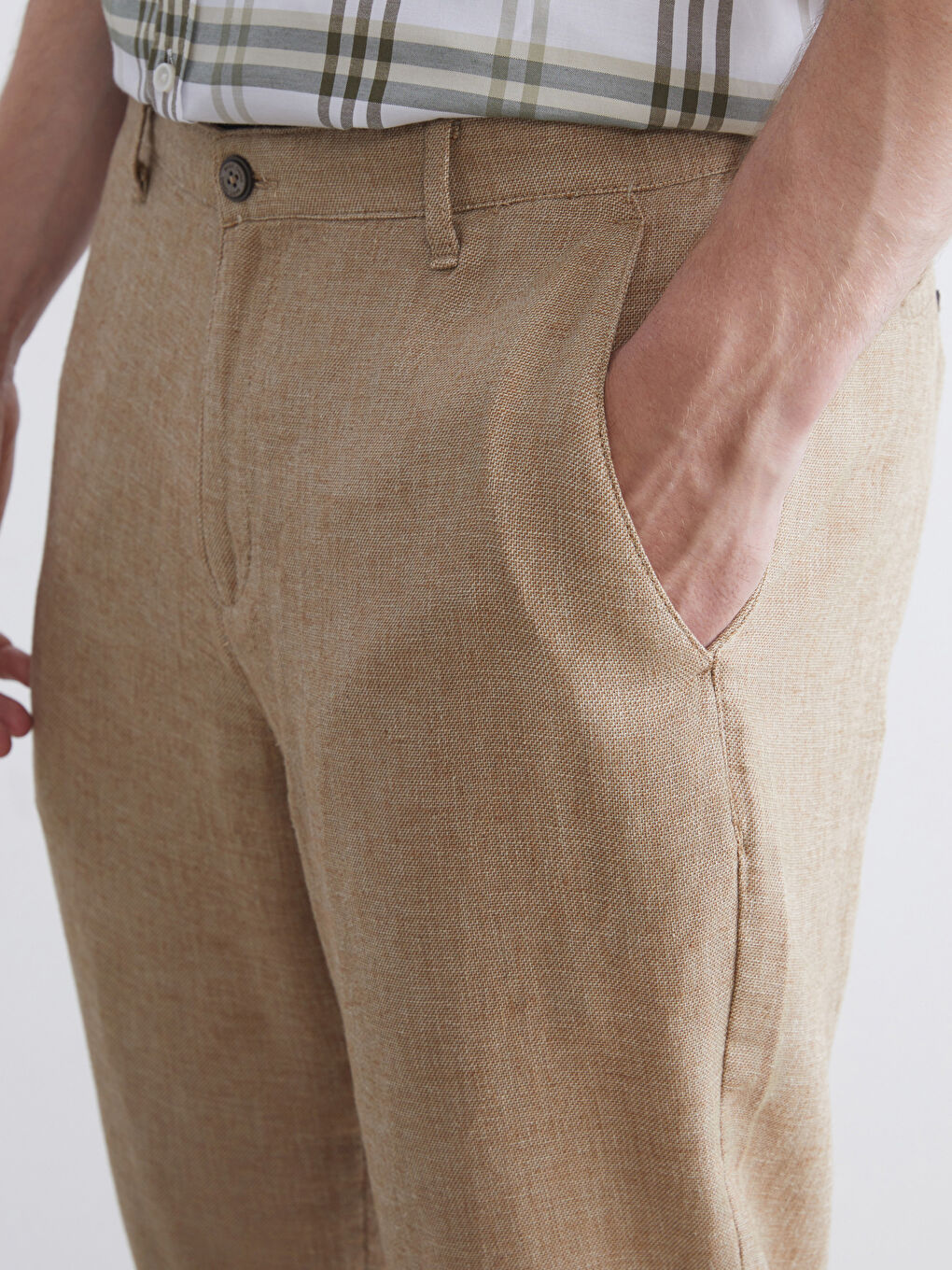 Kahverengi Standart Kalıp Erkek Chino Pantolon-2