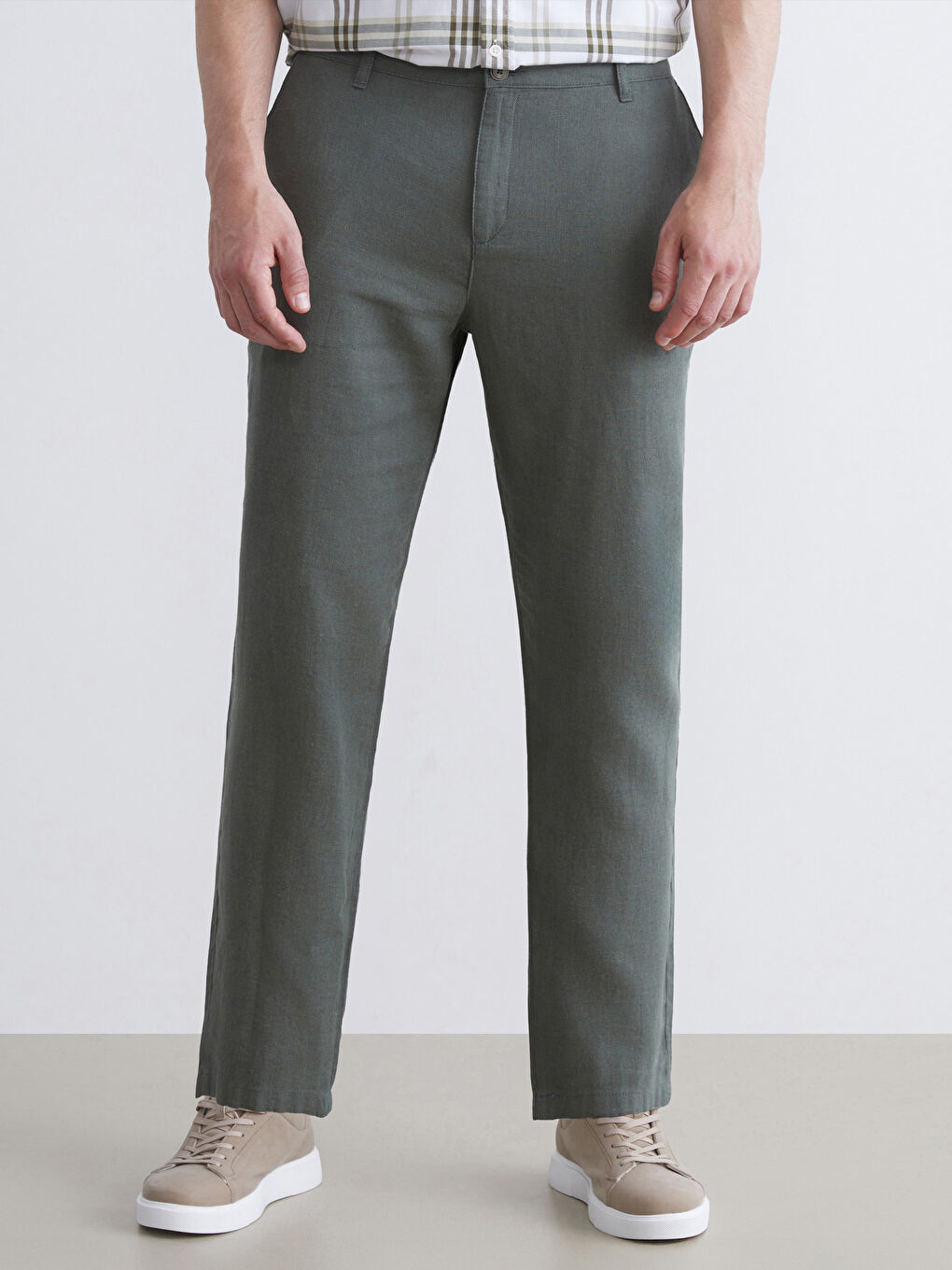 Haki Standart Kalıp Erkek Chino Pantolon-1