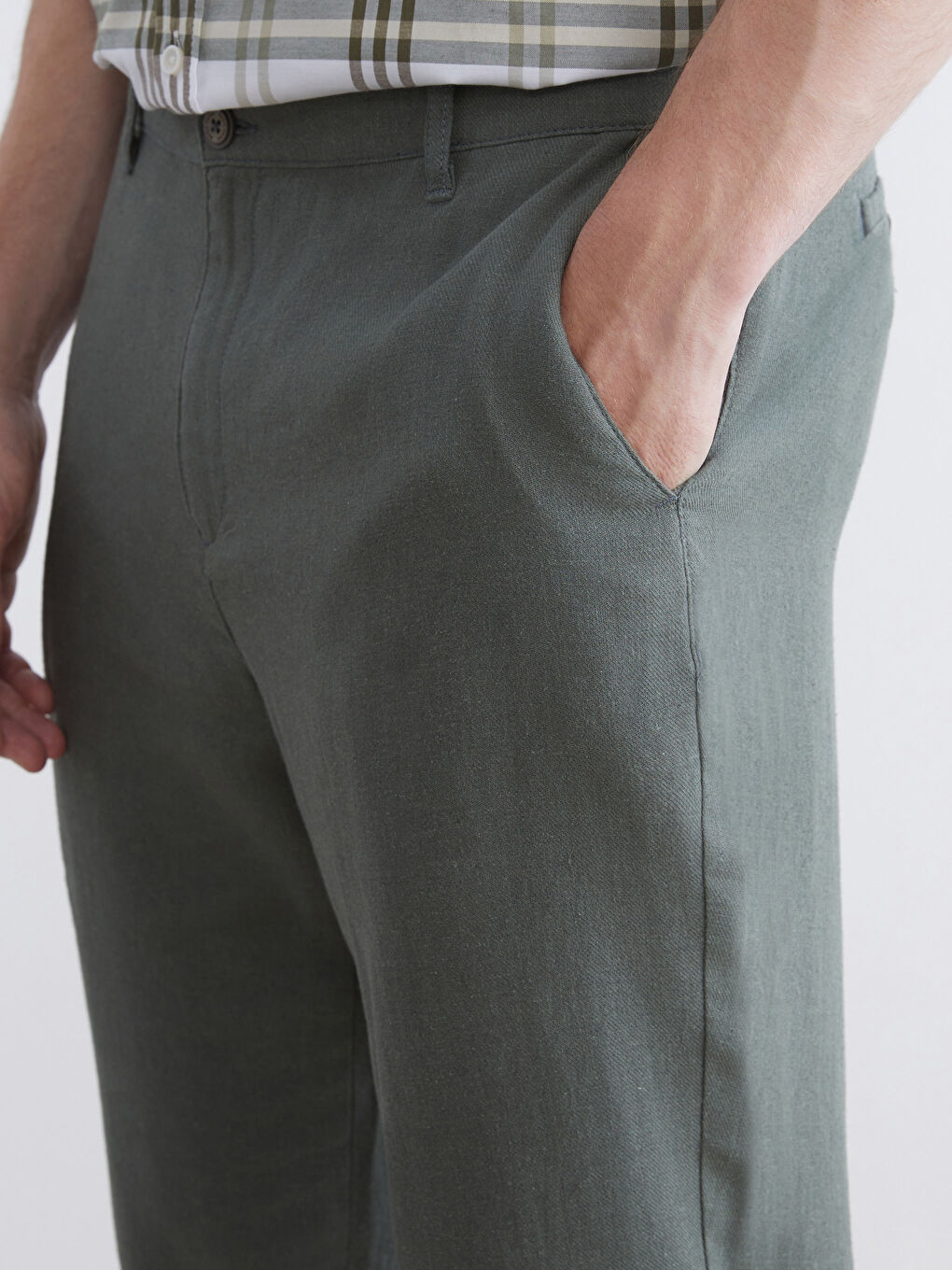 Haki Standart Kalıp Erkek Chino Pantolon-2