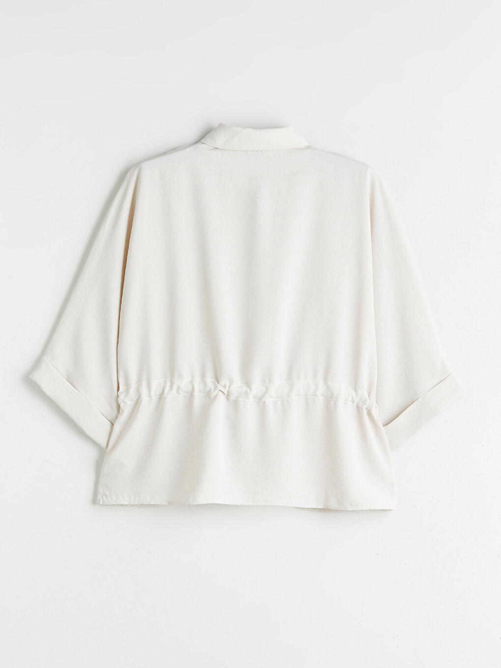 Bej Armürlü Oversize Kadın Gömlek-5