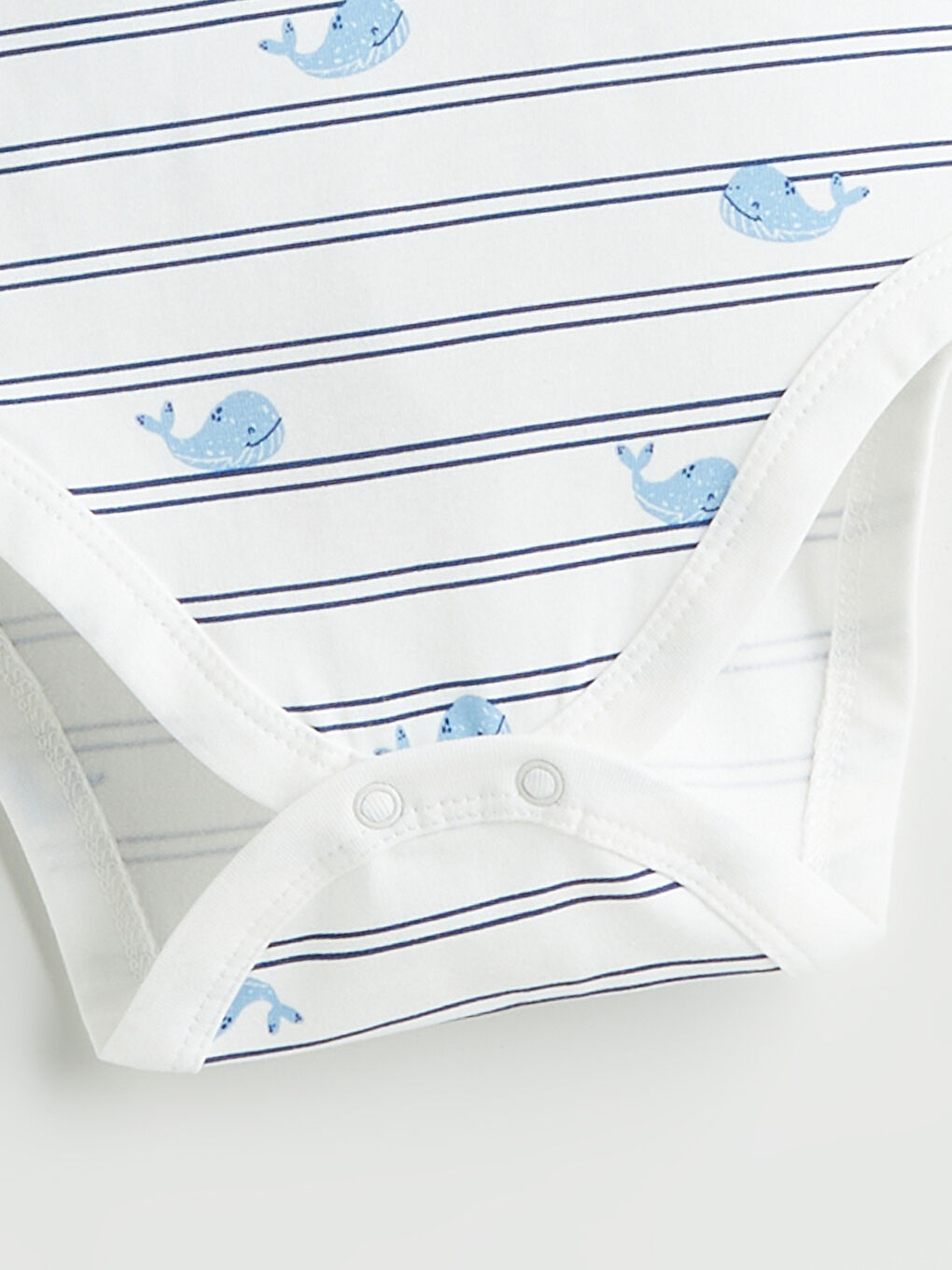 Ekru Baskılı Çizgili Erkek Bebek Çıtçıtlı Body-1