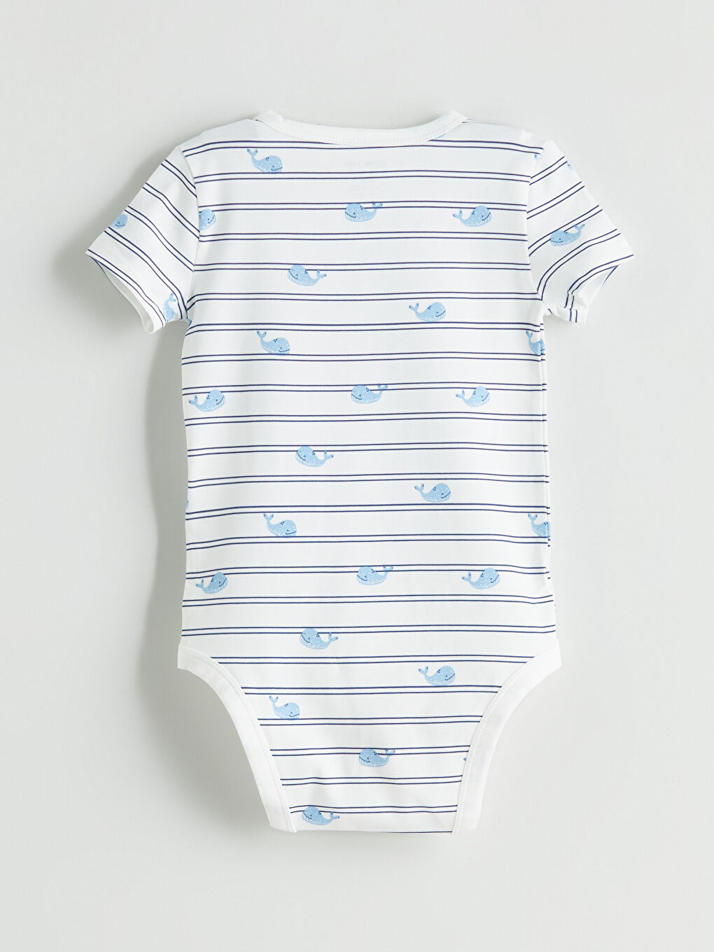 Ekru Baskılı Çizgili Erkek Bebek Çıtçıtlı Body-2