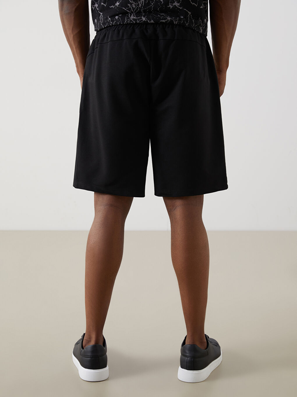 Siyah Büyük Beden Standart Kalıp Erkek Spor Şort-7