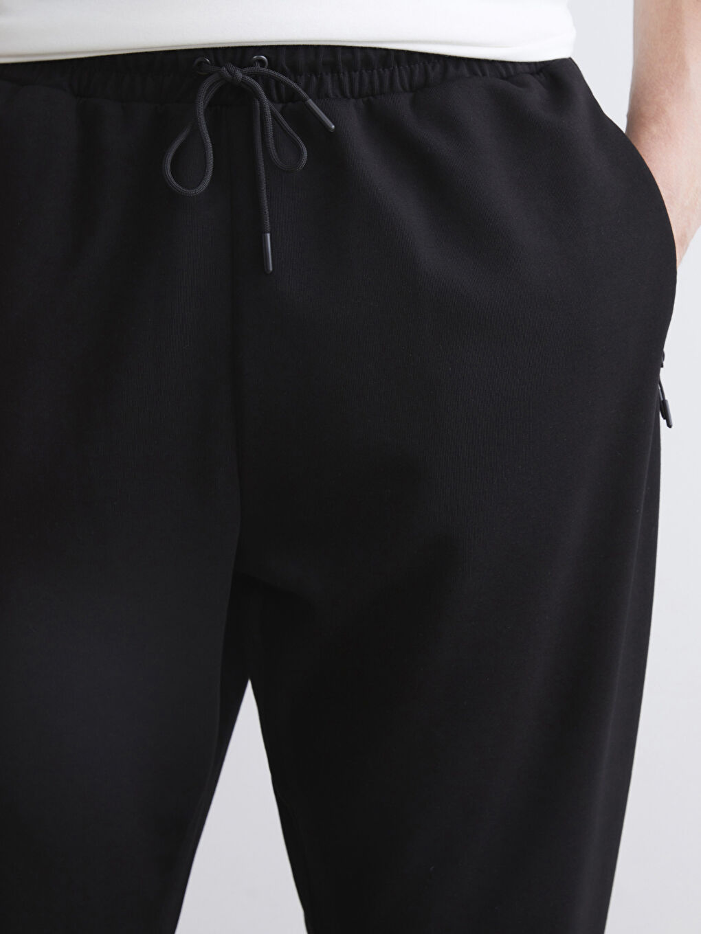 بنطال رياضي للرجال بمقاس كبير عادي سادة خيطين خصر مرن-4