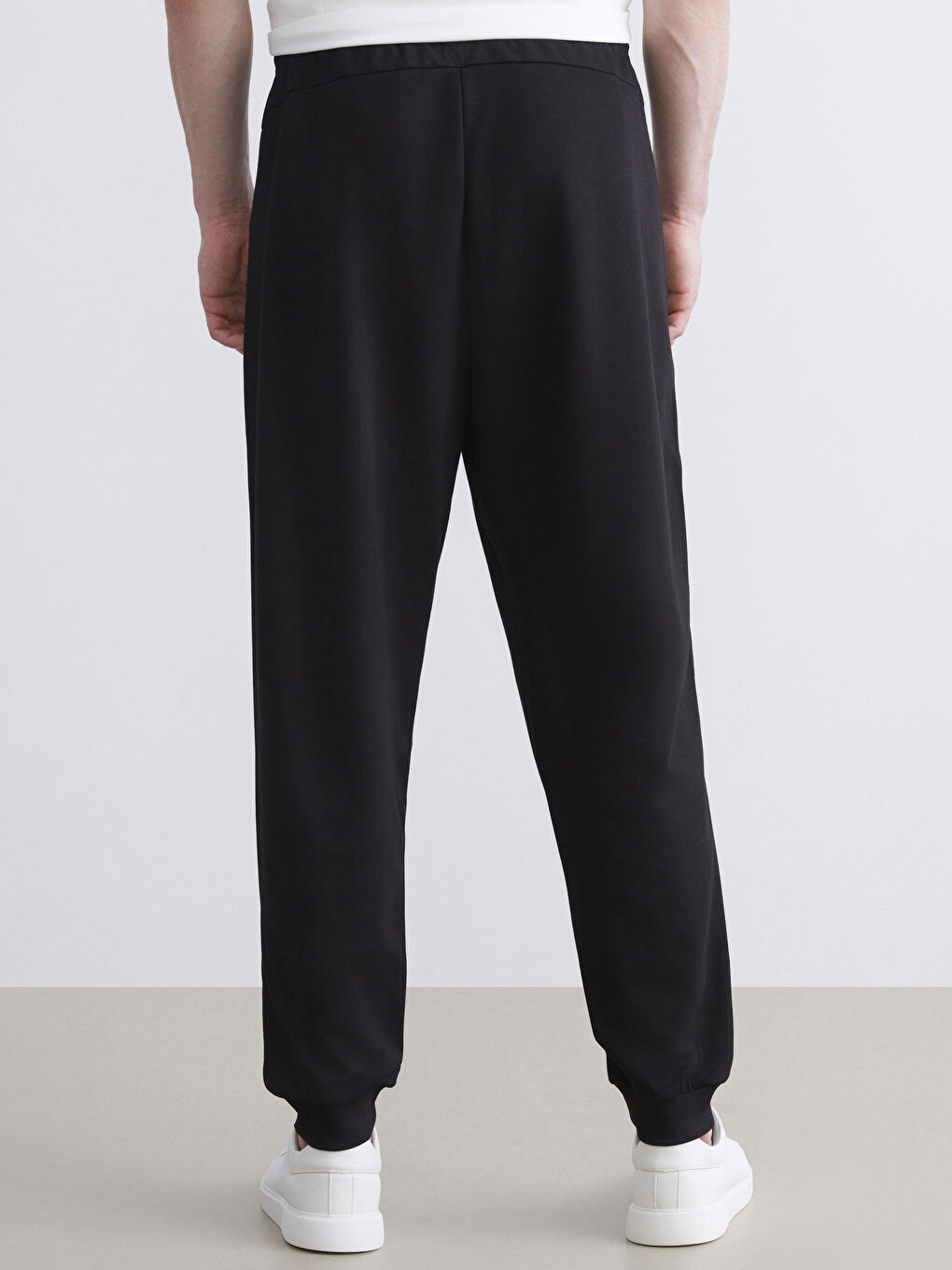 بنطال رياضي للرجال بمقاس كبير عادي سادة خيطين خصر مرن-6