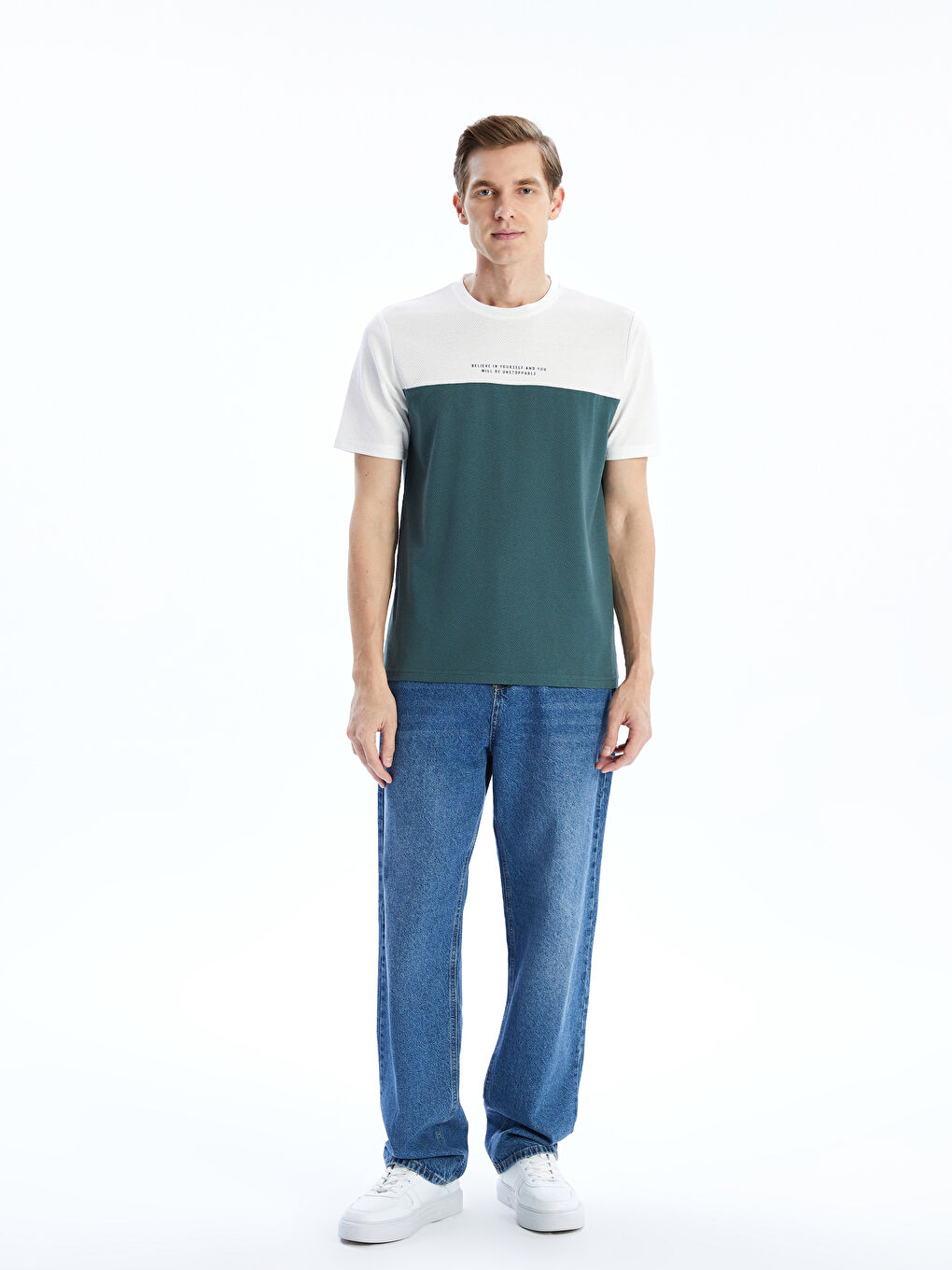 Crew Neck Short Sleeve Color Block Men's T-Shirt-1