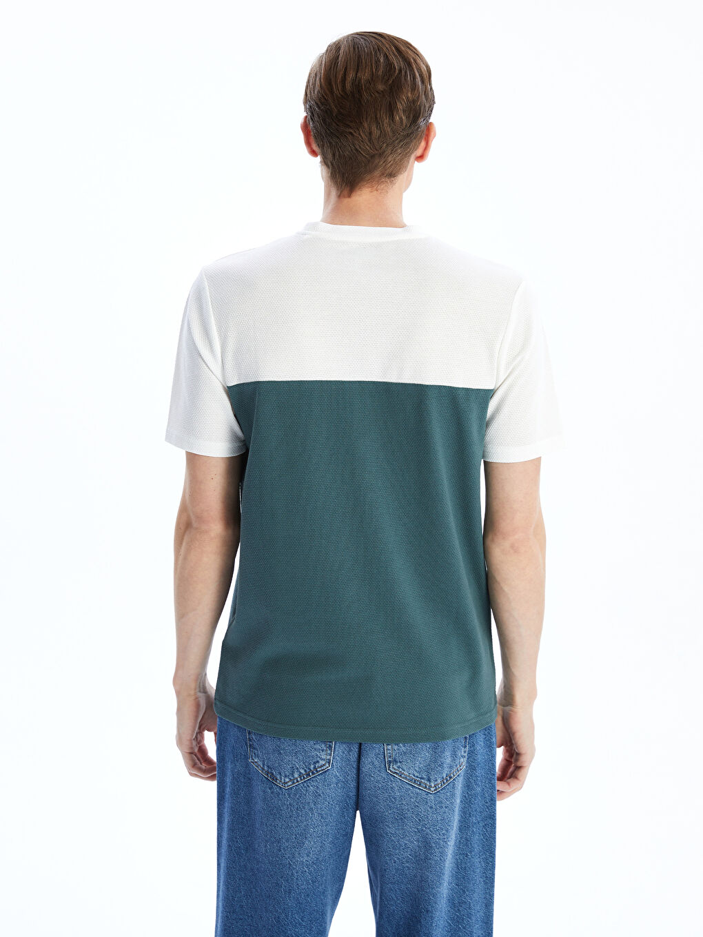 Crew Neck Short Sleeve Color Block Men's T-Shirt-3
