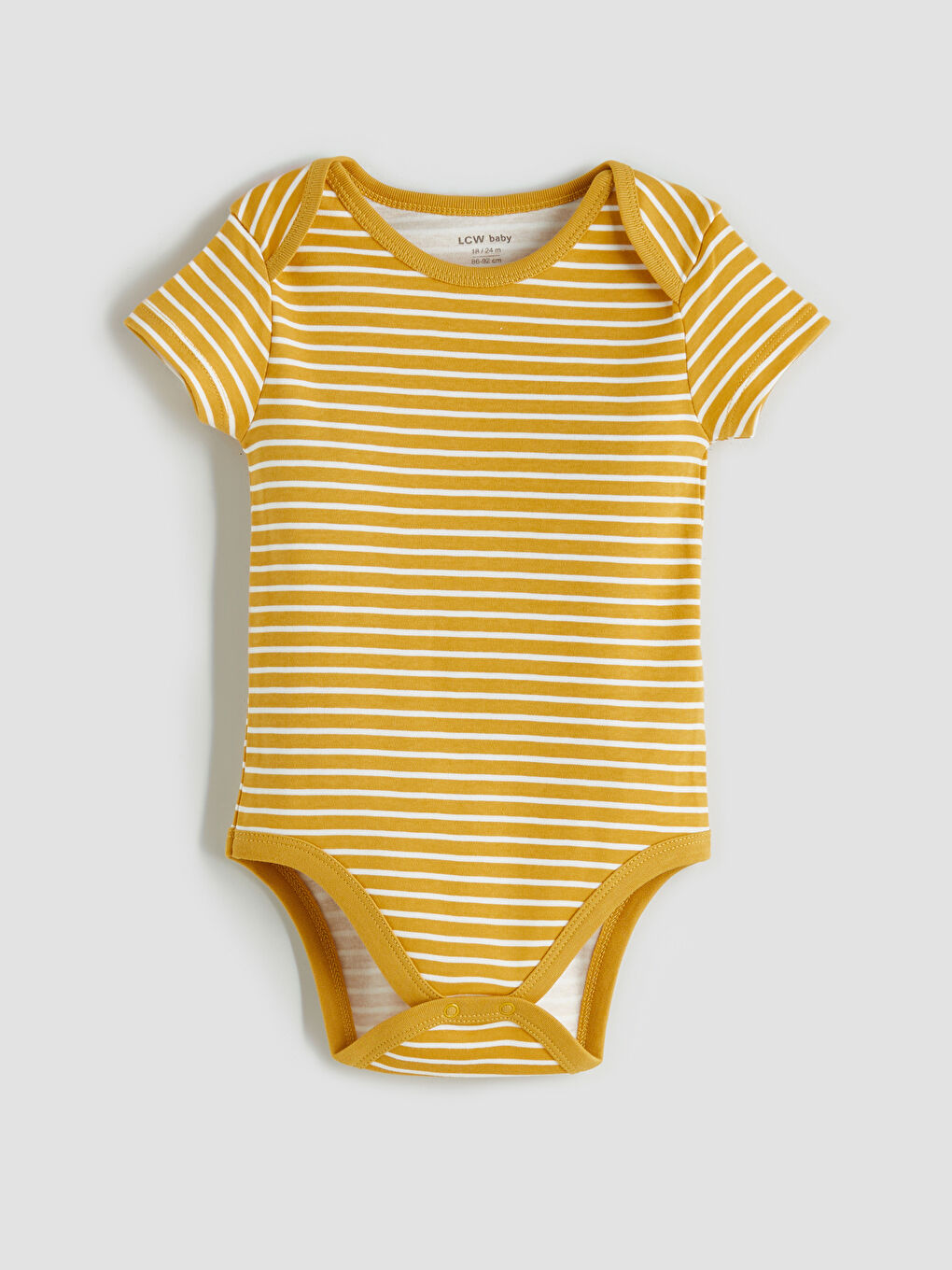 Sarı Bisiklet Yaka Çizgili Erkek Bebek Çıtçıtlı Body