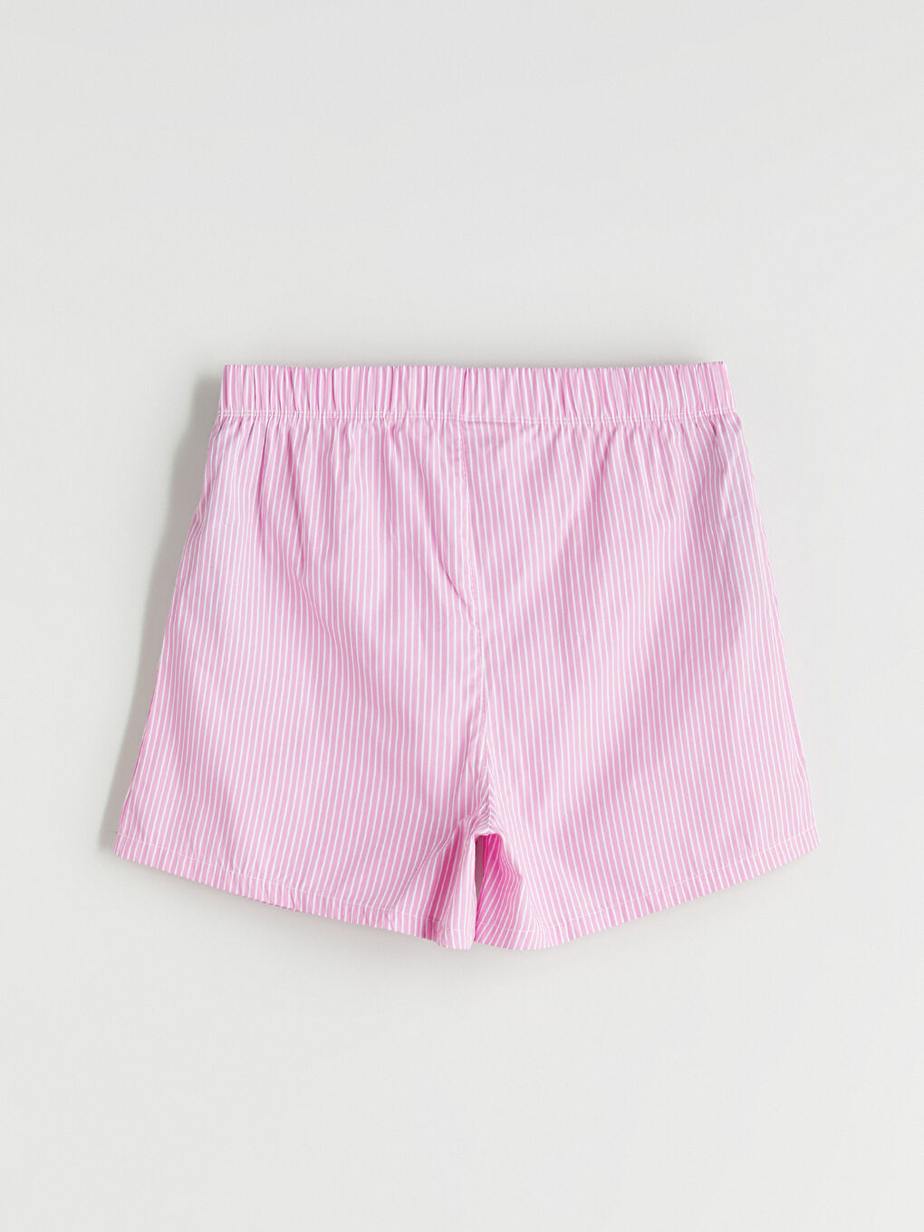 Pembe Kare Yaka Çizgili Kadın Şortlu Pijama Takımı-8