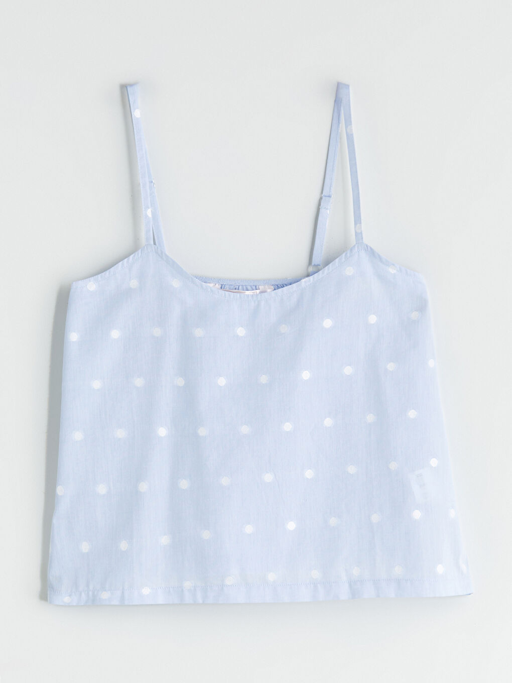 Mavi U Yaka Puantiyeli Askılı Kadın Şortlu Pijama Takım-5