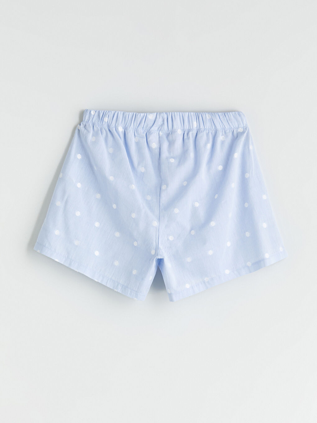 Mavi U Yaka Puantiyeli Askılı Kadın Şortlu Pijama Takım-8