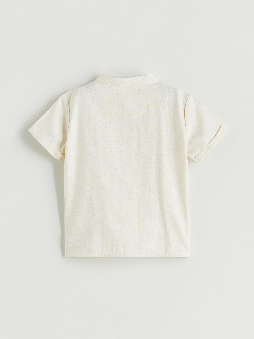 Bej Keten Karışımlı Erkek Bebek Gömlek-1