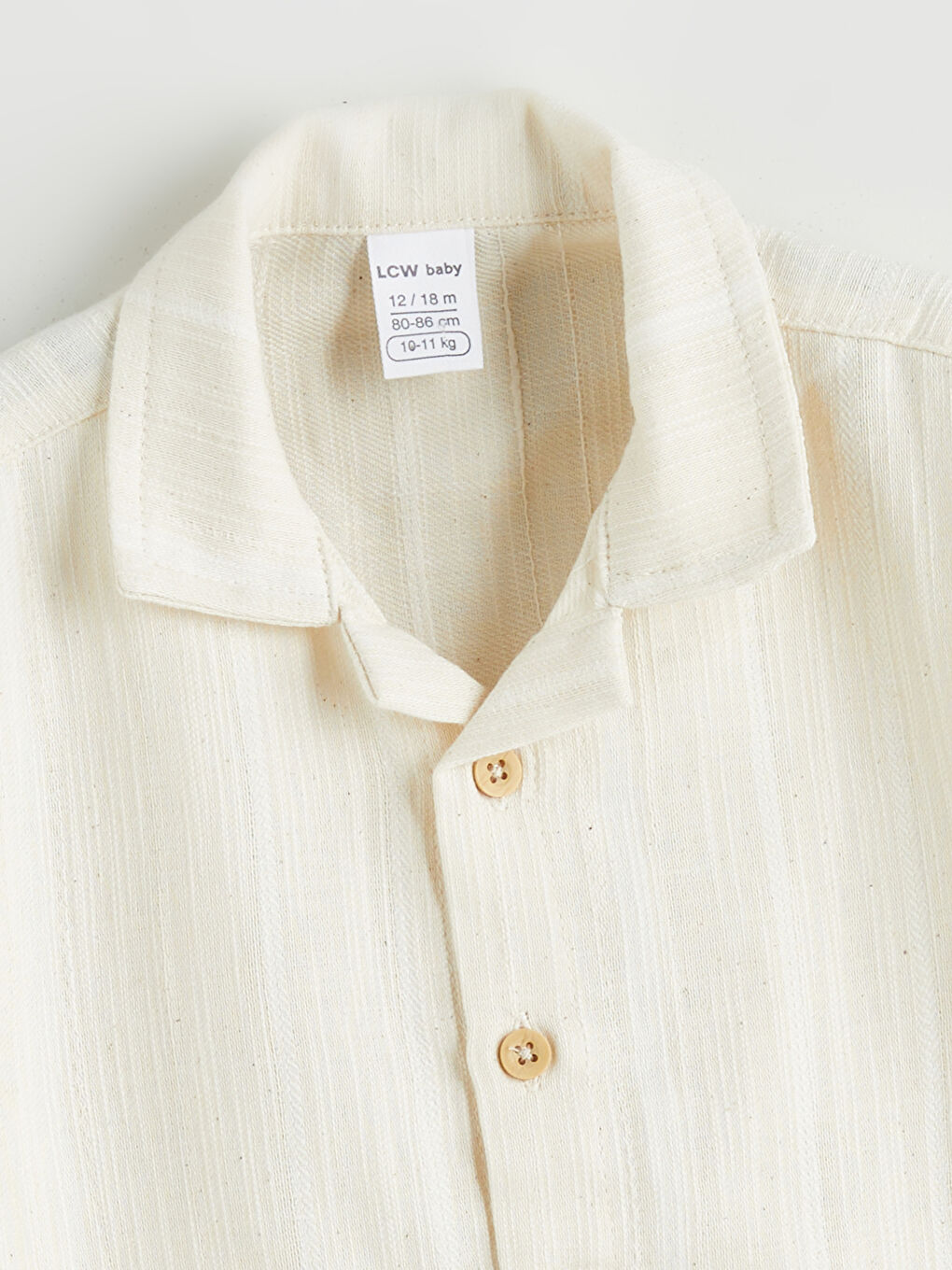 Bej Kısa Kollu Erkek Bebek Gömlek-2