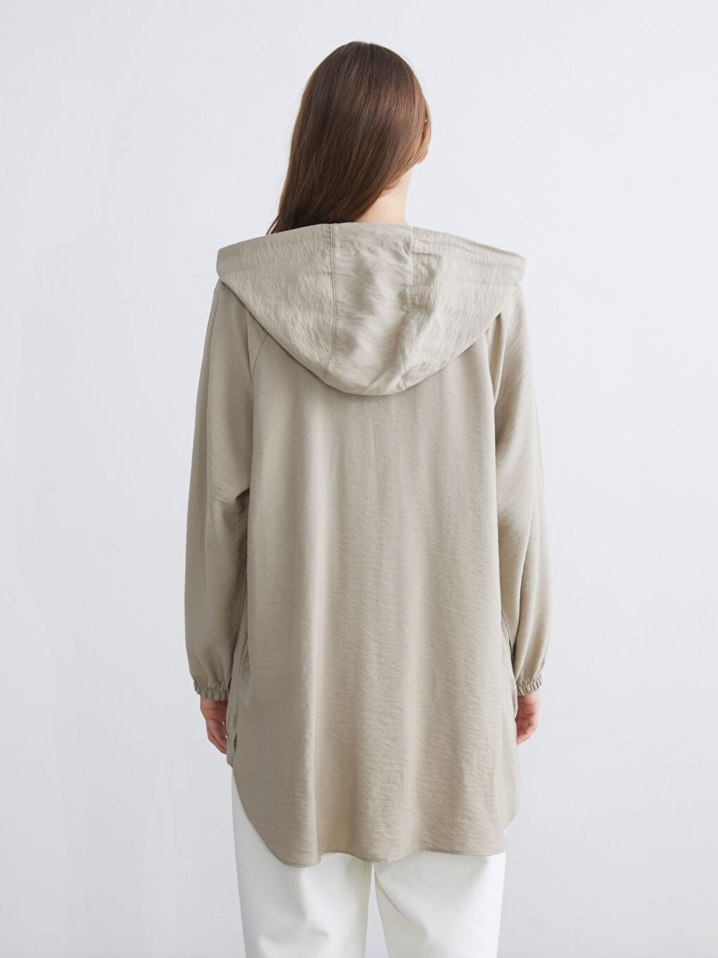 Haki Kapüşonlu Kadın Ceket-4
