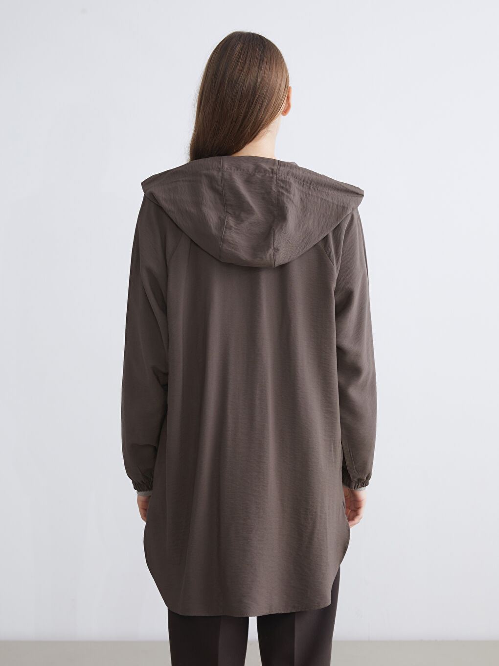 Kahverengi Kapüşonlu Kadın Ceket-4