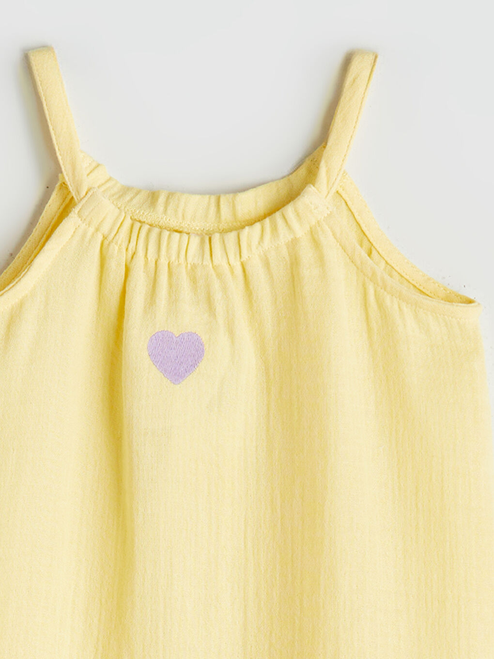 Turuncu Kalp Nakışlı Kız Çocuk Müslin Elbise-2