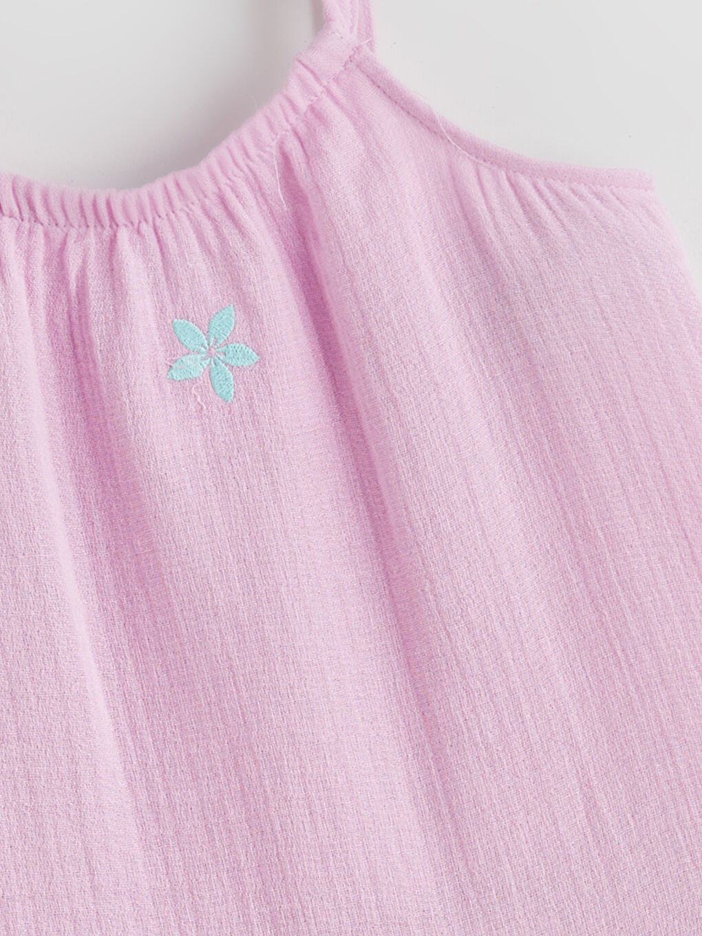 Lila Çiçekli Kız Çocuk Müslin Elbise-1